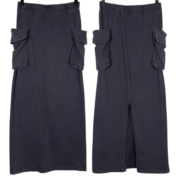 Urban Revivo Size S Elastic Waist Cargo Midi Skirt in Gray - Picture 1 of 7